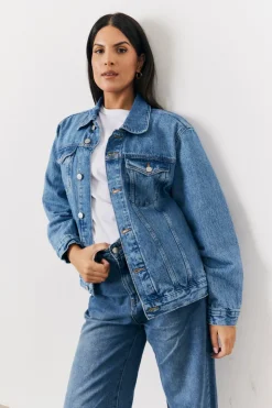 Discount In the Style Oversized Denim Jacket Blue