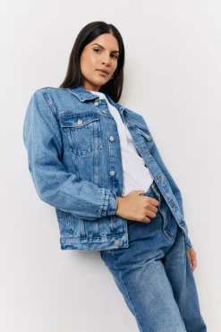 Discount In the Style Oversized Denim Jacket Blue