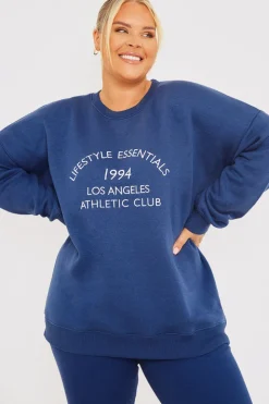 Clearance In the Style Oversized Embroidered Sweatshirt Navy