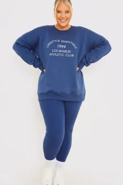 Clearance In the Style Oversized Embroidered Sweatshirt Navy