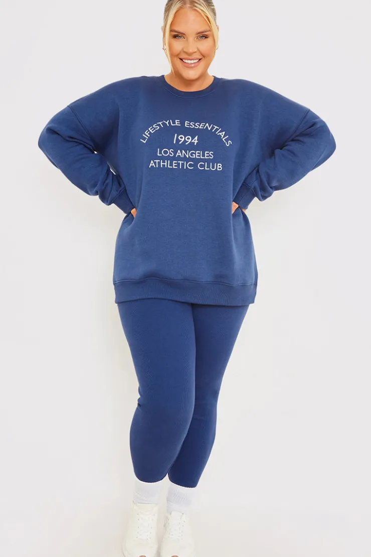 Clearance In the Style Oversized Embroidered Sweatshirt Navy