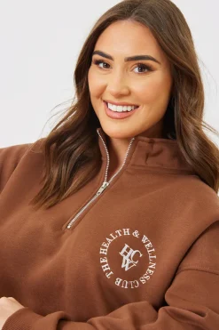 Best In the Style Oversized Half Zip Sweater Chocolate