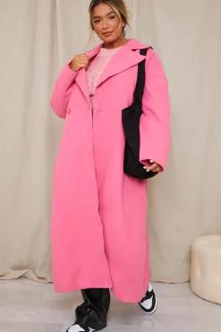 New In The Style Oversized Maxi Coat Pink
