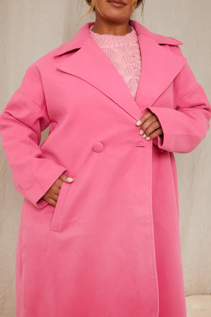 New In The Style Oversized Maxi Coat Pink