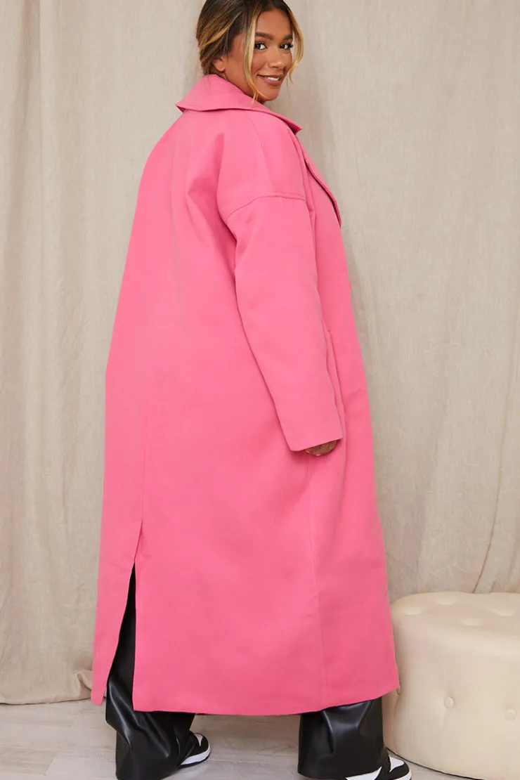 New In The Style Oversized Maxi Coat Pink