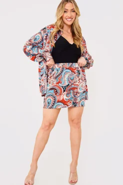 Online In the Style Paisley Print Mini Skirt Red