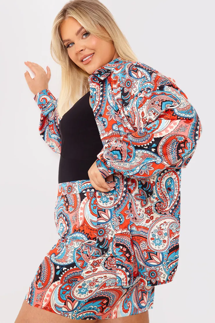 Online In the Style Paisley Print Mini Skirt Red