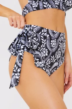 Clearance In the Style Paisley Print Tie Side Bikini Bottom Black