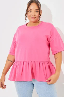 New In The Style Peplum Hem Dropped Shoulder Tshirt