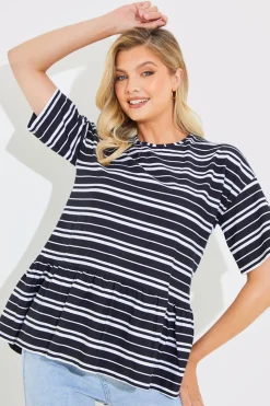 New In The Style Peplum Hem Dropped Shoulder Tshirt