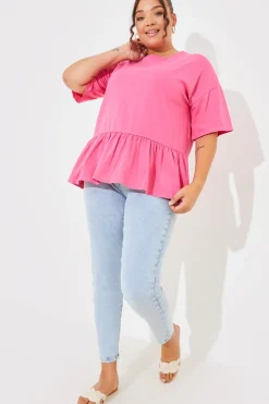 New In The Style Peplum Hem Dropped Shoulder Tshirt