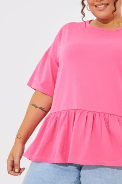 New In The Style Peplum Hem Dropped Shoulder Tshirt