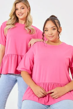 New In The Style Peplum Hem Dropped Shoulder Tshirt