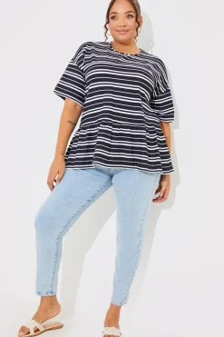 New In The Style Peplum Hem Dropped Shoulder Tshirt