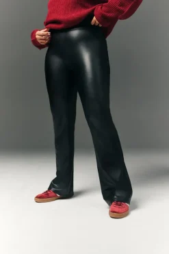 Best In The Style Perfect Sculpting High Waisted Leather Look Flare Black