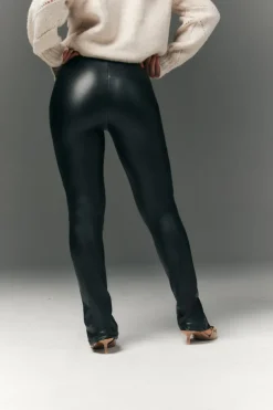 Discount In The Style Perfect Sculpting High Waisted Leather Look Zip Front Legging Black