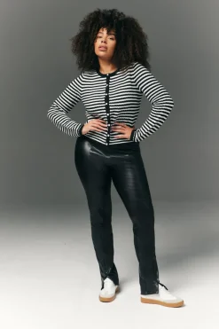 Discount In The Style Perfect Sculpting High Waisted Leather Look Zip Front Legging Black