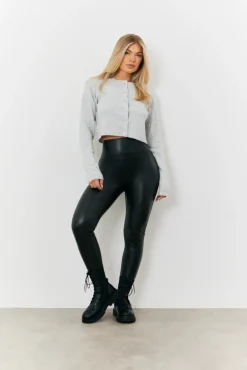 Hot In The Style Perfect Sculpting High Waisted Leather Look Leggings