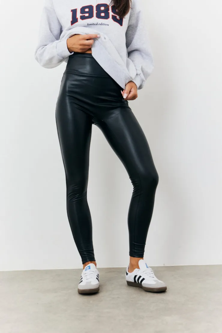 Hot In The Style Perfect Sculpting High Waisted Leather Look Leggings