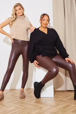 Hot In The Style Perfect Sculpting High Waisted Leather Look Leggings