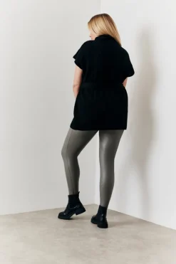 Sale In The Style Perfect Sculpting High Waisted Leather Look Leggings Charcoal