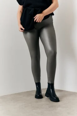 Sale In The Style Perfect Sculpting High Waisted Leather Look Leggings Charcoal