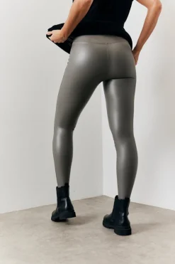 Sale In The Style Perfect Sculpting High Waisted Leather Look Leggings Charcoal