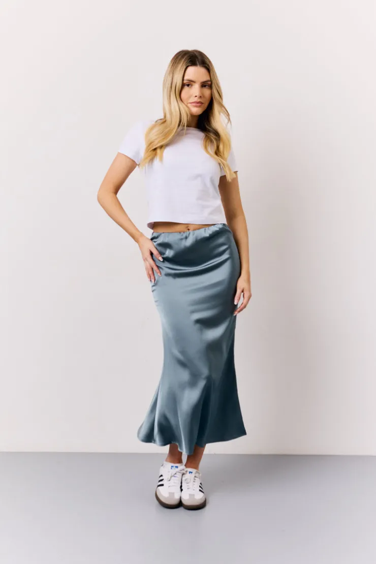 Clearance In The Style Satin Midaxi Skirt Petrol Blue