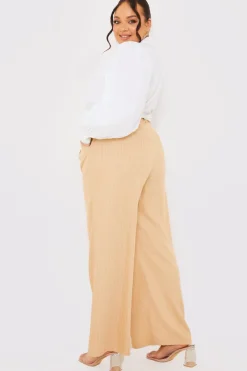 In The Style Pin Stripe Wide Leg Trousers Stone