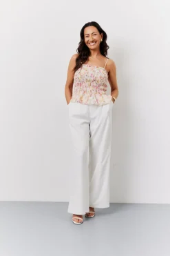 Clearance In The Style Pink Floral Print Shirred Cami Top Multi