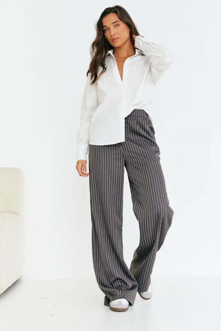 Discount In The Style Pinstripe Relaxed Wide Leg Trouser