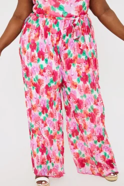 Online In the Style Plisse Sleeveless Wide Leg Jumpsuit Coral
