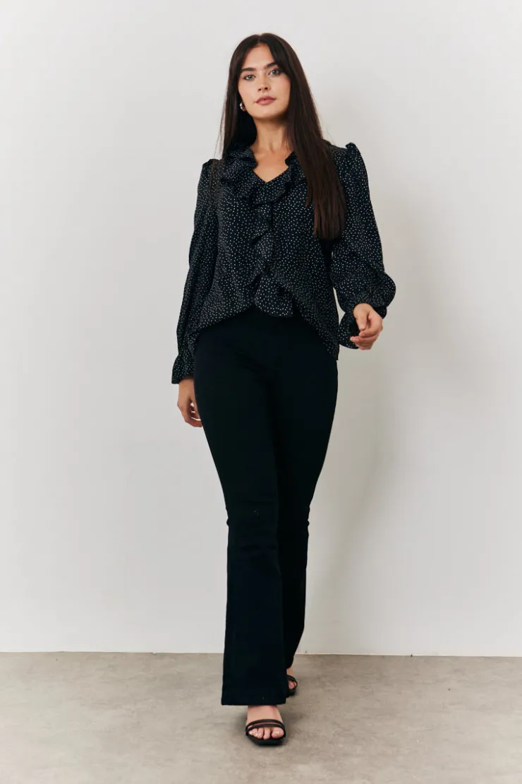 New In the Style Polka Dot Blouse Black