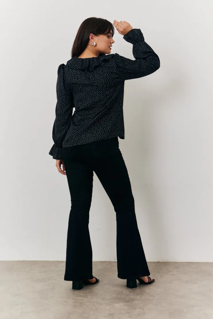 New In the Style Polka Dot Blouse Black