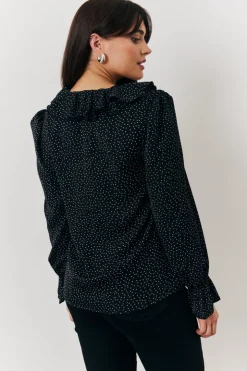 New In the Style Polka Dot Blouse Black