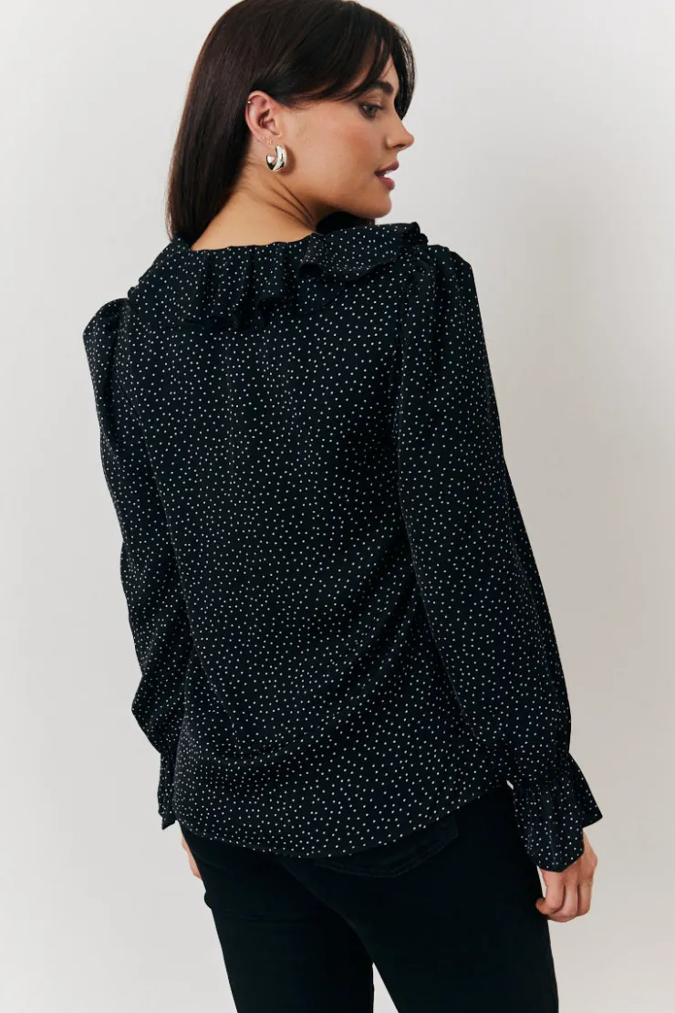 New In the Style Polka Dot Blouse Black