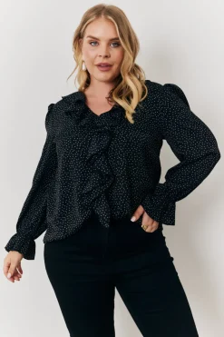 New In the Style Polka Dot Blouse Black