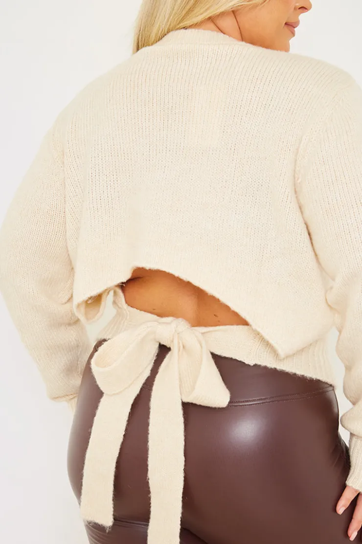 Best In the Style Premium Tie Back Knitted Jumper Cream
