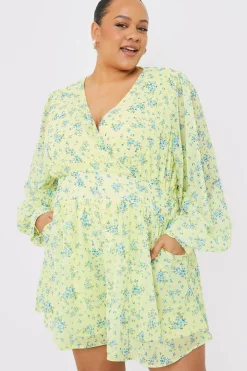 New In the Style Printed Balloon Sleeve Playsuit Yellow