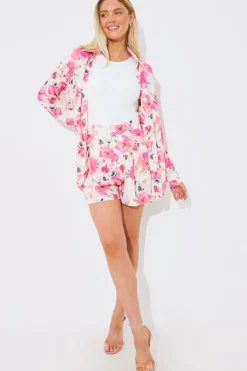 Clearance In the Style Printed Co-Ord Short Pink