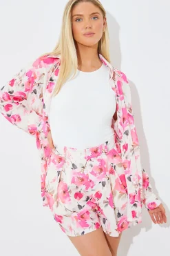 Clearance In the Style Printed Co-Ord Short Pink