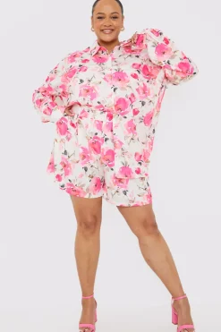 Clearance In the Style Printed Co-Ord Short Pink