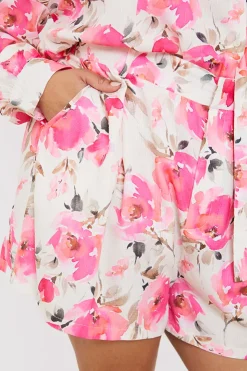 Clearance In the Style Printed Co-Ord Short Pink