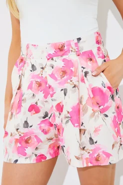 Clearance In the Style Printed Co-Ord Short Pink