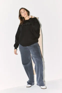 Fits Printed Crew Neck Sweatshirt Black