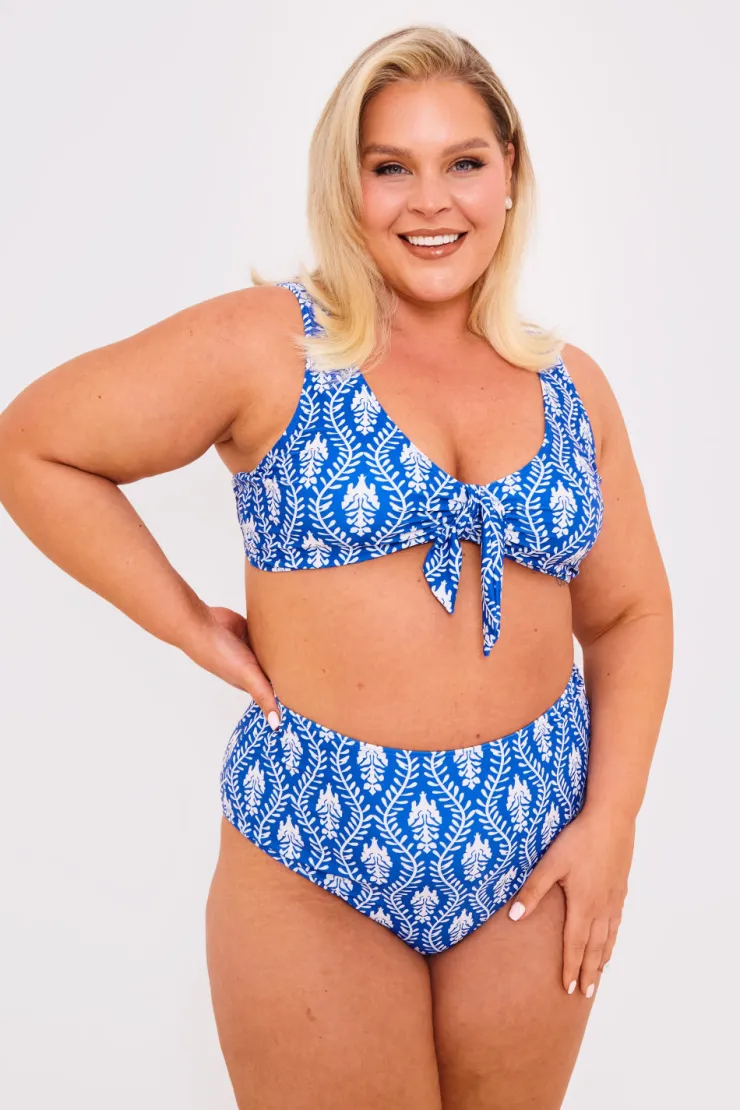Billie Faiers Printed Full Bikini Brief Blue