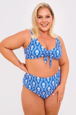 Billie Faiers Printed Full Bikini Brief Blue