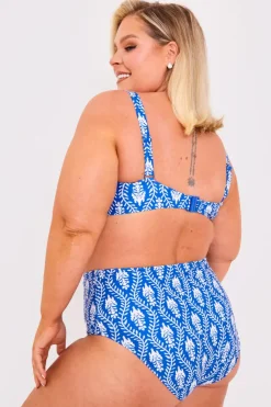 Billie Faiers Printed Full Bikini Brief Blue