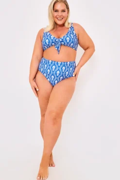 Billie Faiers Printed Full Bikini Brief Blue