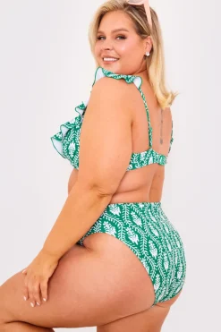Best Billie Faiers Printed High Waist High Leg Bikini Bottoms Green